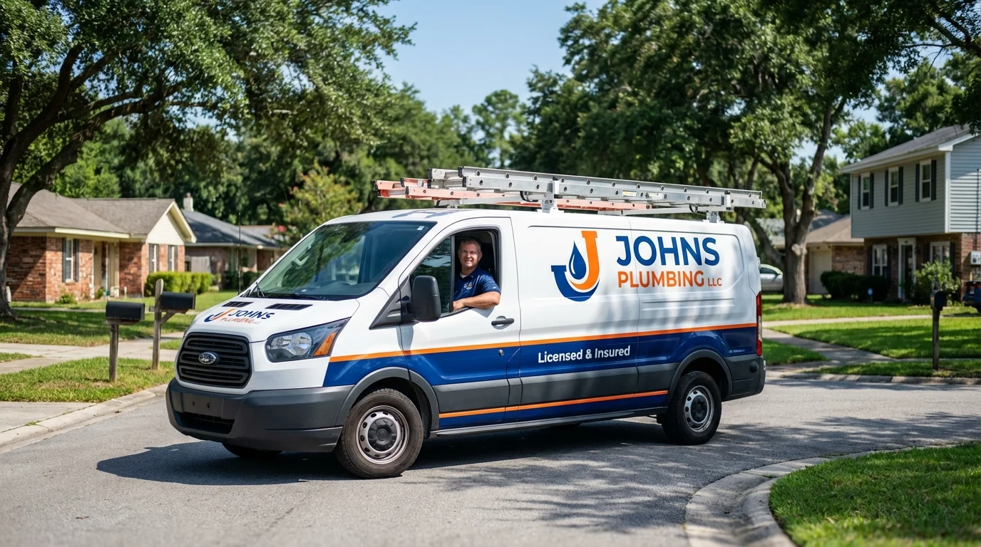 Johns Plumbing LLC service van in Charles Town, WV