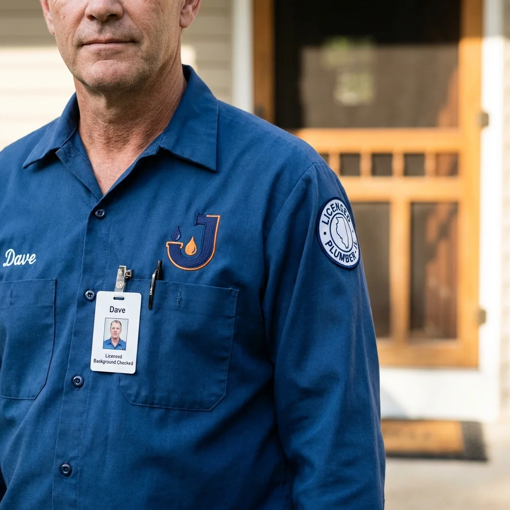 Licensed plumber showing ID badge in Charles Town, WV