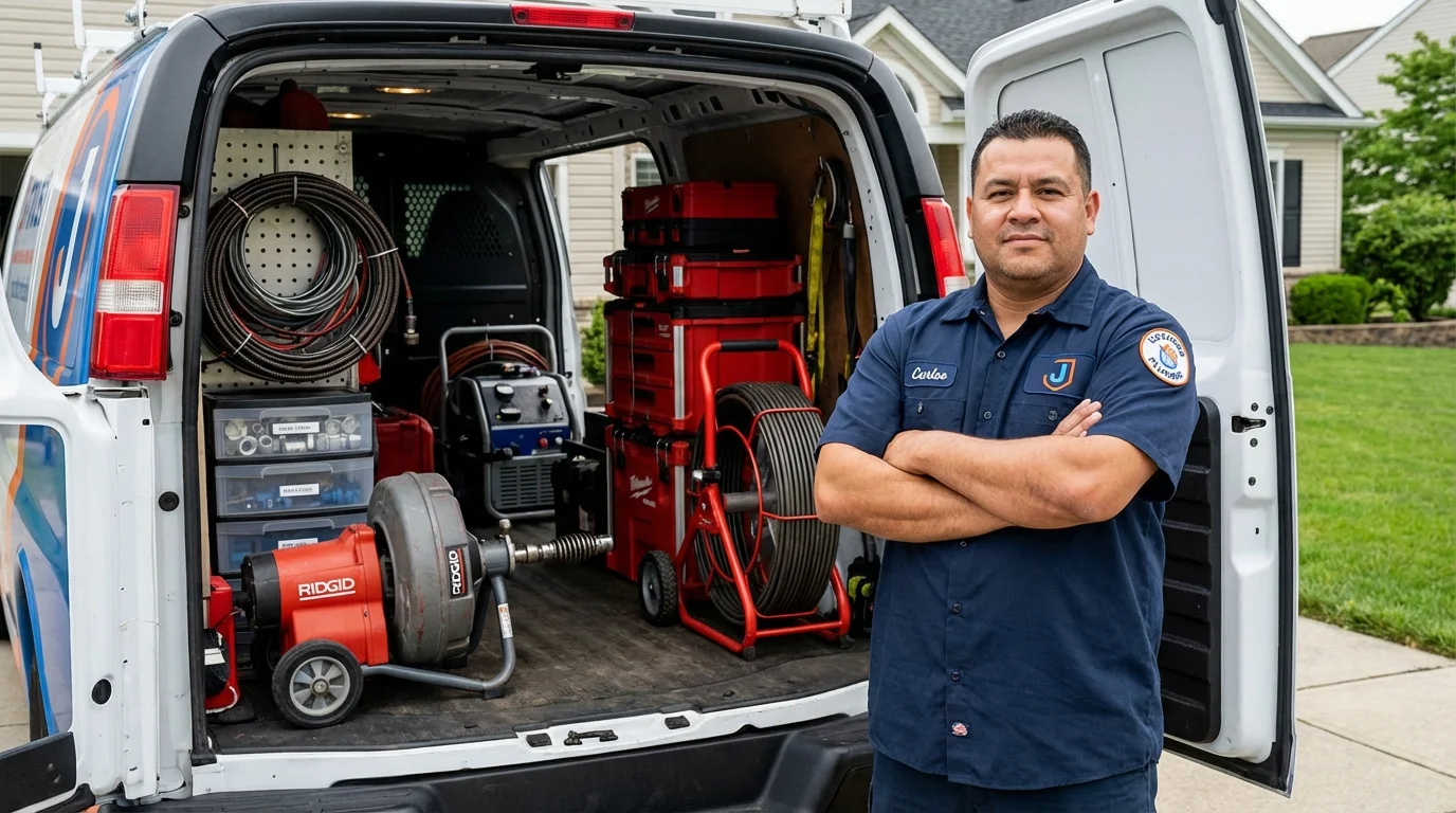 Professional drain cleaning equipment and Johns Plumbing LLC plumber in Charles Town