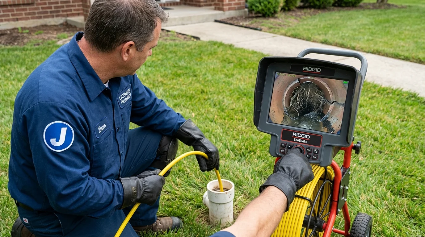 Sewer camera inspection being performed by Johns Plumbing LLC in Charles Town